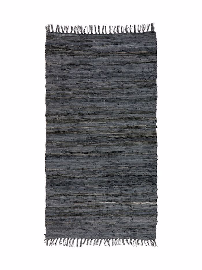 PERSIKA Xali Dermatino me Krossia 'Leather Rugs Solid' 130227/02A Charcoal 70x130cm PRS030584